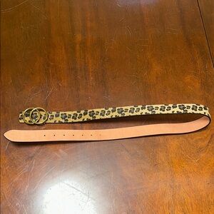 Leopard Print Belt with Gold Buckle